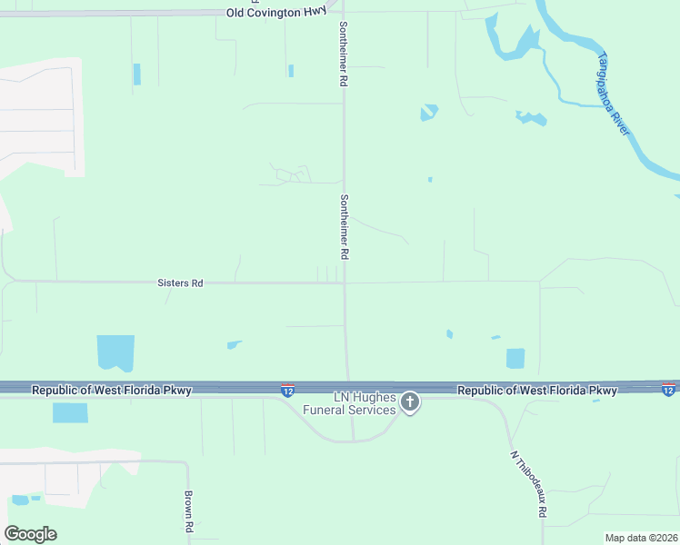 map of restaurants, bars, coffee shops, grocery stores, and more near 20360 Sisters Road in Hammond