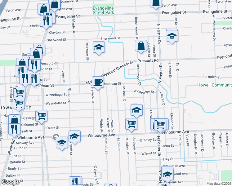 map of restaurants, bars, coffee shops, grocery stores, and more near 3779 Eaton Street in Baton Rouge