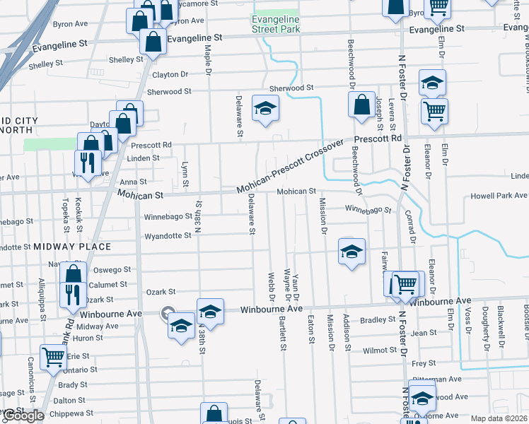 map of restaurants, bars, coffee shops, grocery stores, and more near 3711 Webb Drive in Baton Rouge