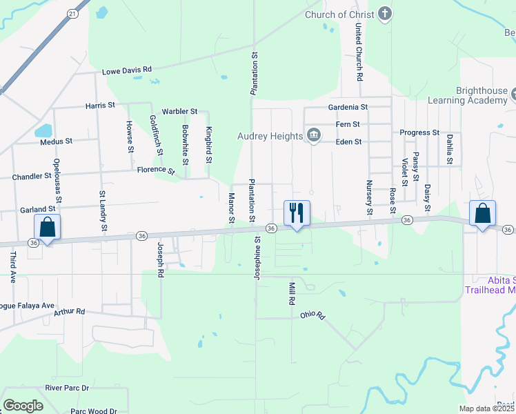 map of restaurants, bars, coffee shops, grocery stores, and more near 72297 Homestead Street in Covington