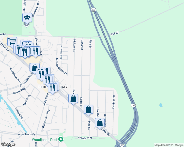 map of restaurants, bars, coffee shops, grocery stores, and more near 1529 Pine Street in Niceville