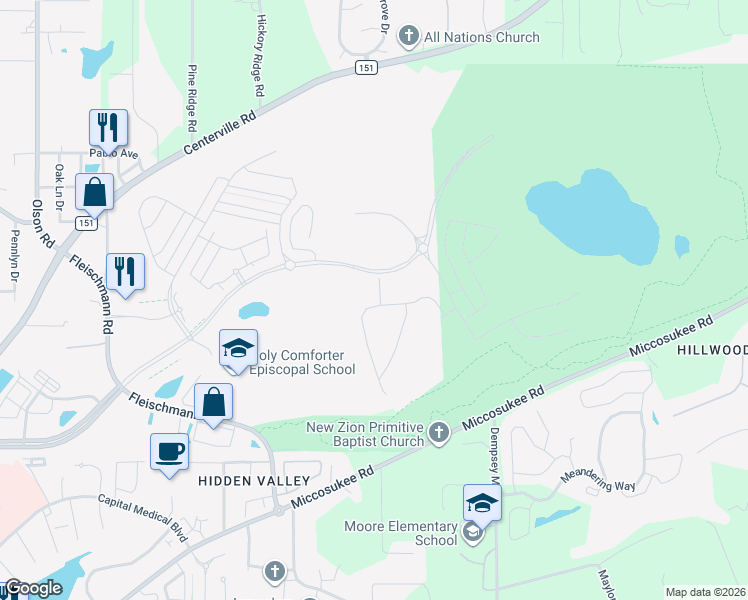 map of restaurants, bars, coffee shops, grocery stores, and more near Miccosukee Greenway in Tallahassee