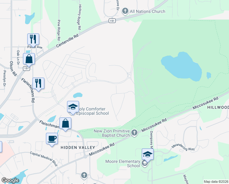 map of restaurants, bars, coffee shops, grocery stores, and more near Miccosukee Greenway in Tallahassee