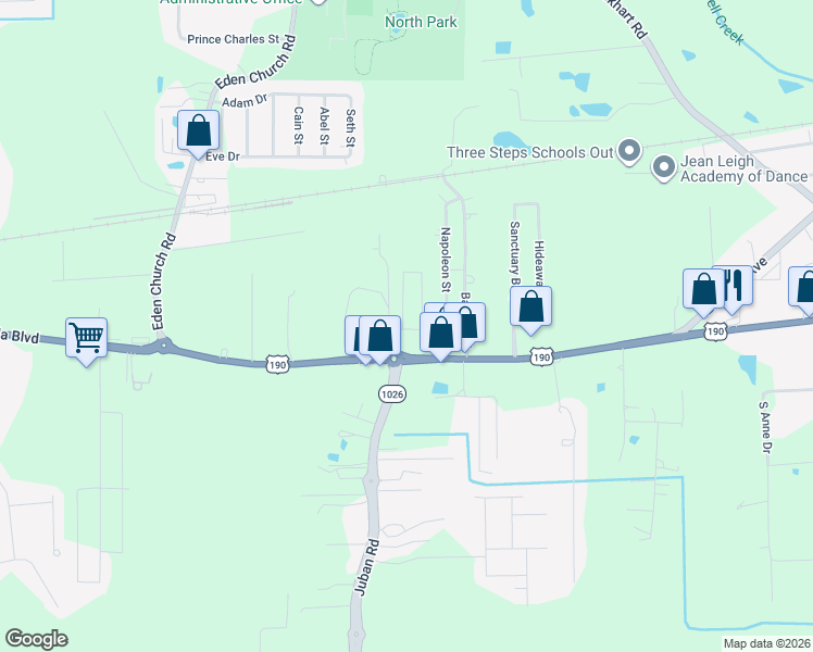 map of restaurants, bars, coffee shops, grocery stores, and more near 8449 Florida Boulevard in Denham Springs