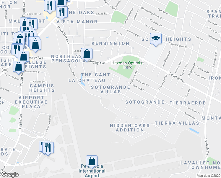 map of restaurants, bars, coffee shops, grocery stores, and more near 5310 Soto Grande Drive in Pensacola