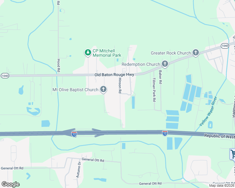 map of restaurants, bars, coffee shops, grocery stores, and more near 43177 Hinson Road in Hammond