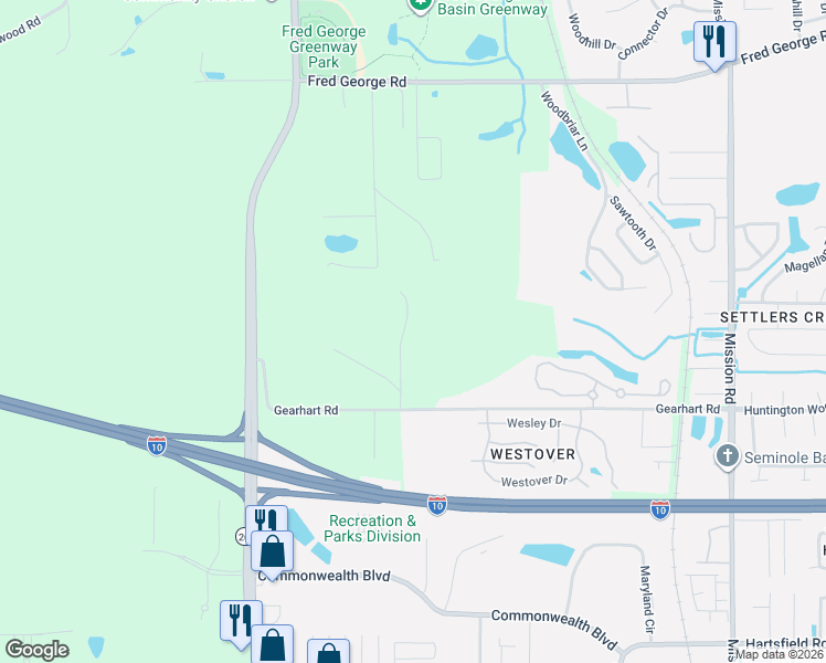 map of restaurants, bars, coffee shops, grocery stores, and more near 3287 Robinson Oak Drive in Tallahassee