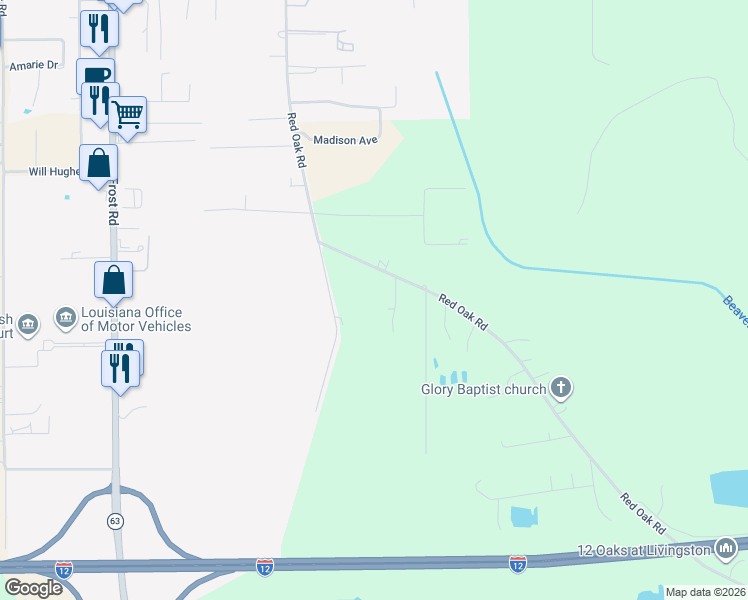 map of restaurants, bars, coffee shops, grocery stores, and more near 28729 Red Oak Road in Livingston