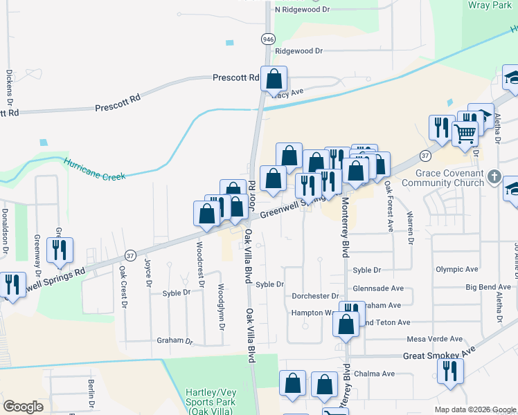 map of restaurants, bars, coffee shops, grocery stores, and more near 9007 Greenwell Springs Road in Baton Rouge