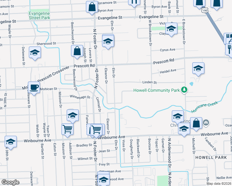 map of restaurants, bars, coffee shops, grocery stores, and more near 3795 Cathedral Drive in Baton Rouge