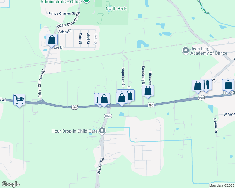 map of restaurants, bars, coffee shops, grocery stores, and more near 8449 Florida Boulevard in Denham Springs
