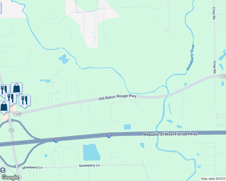 map of restaurants, bars, coffee shops, grocery stores, and more near 31141 Old Baton Rouge Highway in Hammond