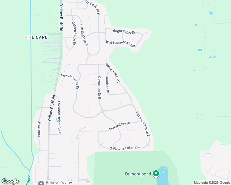 map of restaurants, bars, coffee shops, grocery stores, and more near 13703 Goodson Place in Jacksonville