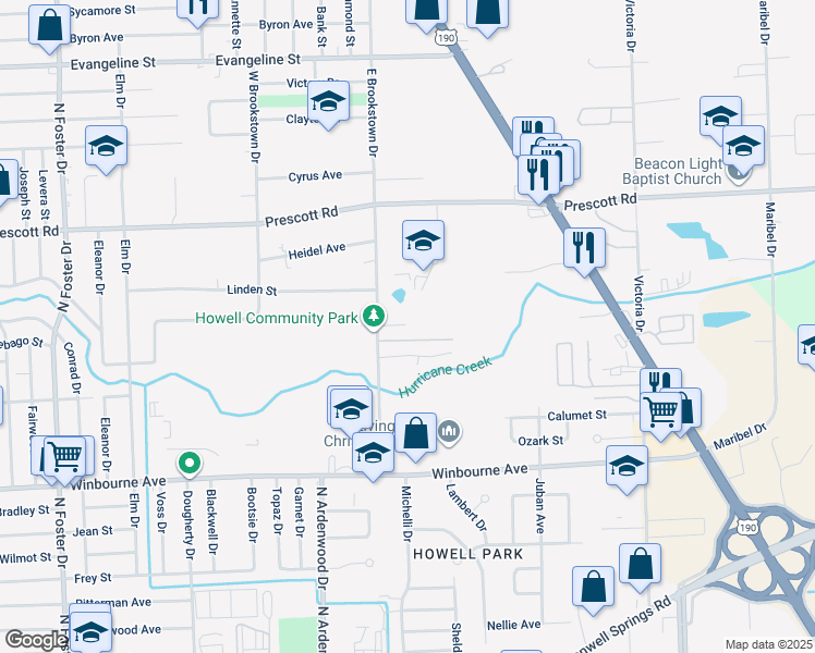 map of restaurants, bars, coffee shops, grocery stores, and more near 3700 East Brookstown Drive in Baton Rouge