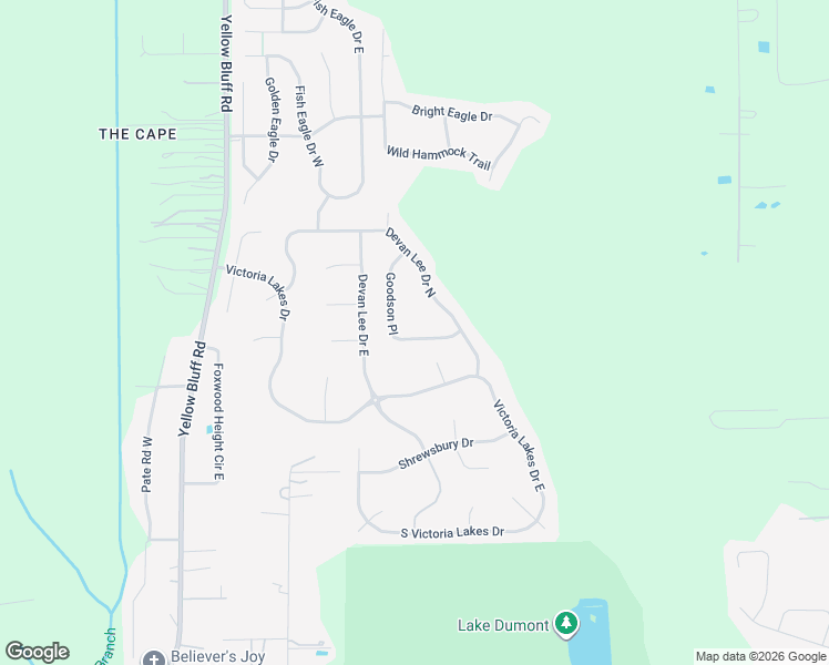 map of restaurants, bars, coffee shops, grocery stores, and more near 13697 Goodson Place in Jacksonville