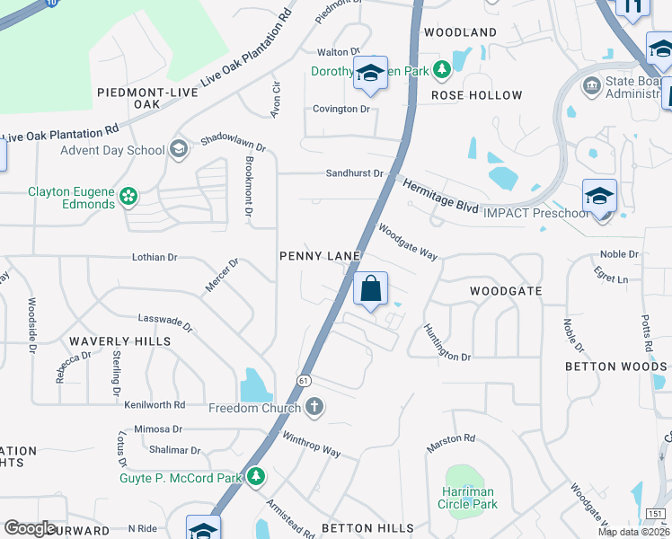 map of restaurants, bars, coffee shops, grocery stores, and more near 2960 Thomasville Road in Tallahassee
