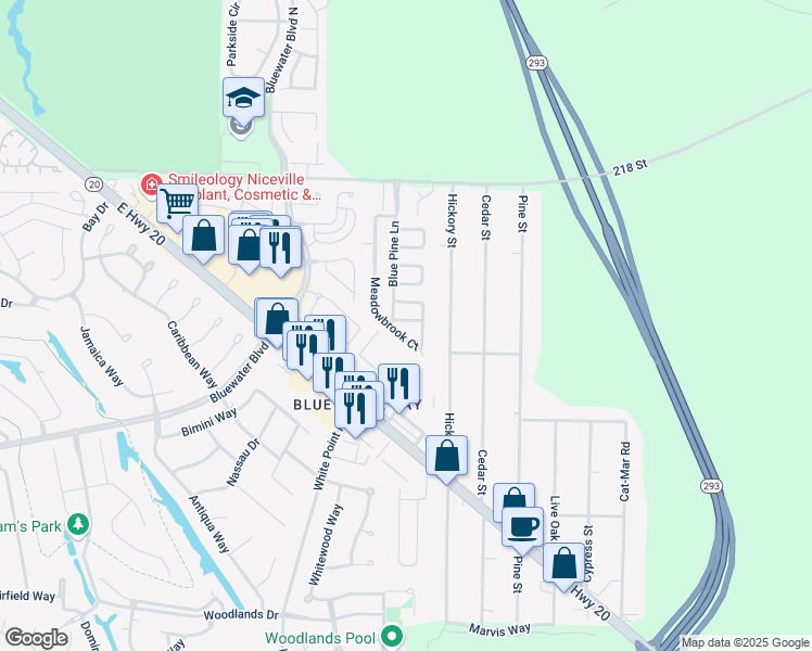 map of restaurants, bars, coffee shops, grocery stores, and more near 104 Ridge Lane in Niceville
