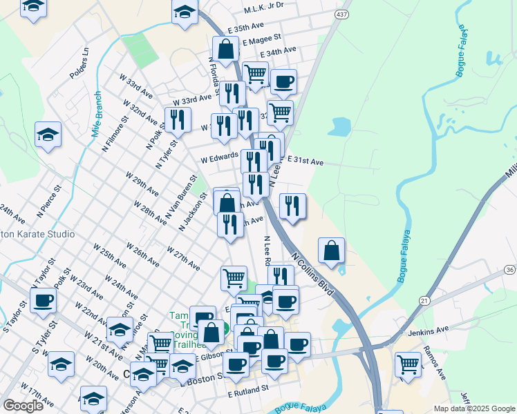 map of restaurants, bars, coffee shops, grocery stores, and more near 125 West 30th Avenue in Covington
