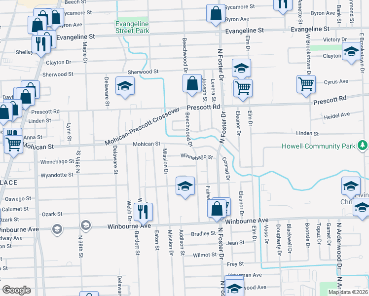 map of restaurants, bars, coffee shops, grocery stores, and more near 3920 Beechwood Drive in Baton Rouge