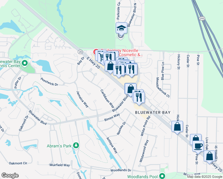 map of restaurants, bars, coffee shops, grocery stores, and more near 729 Saint Thomas Cove in Niceville