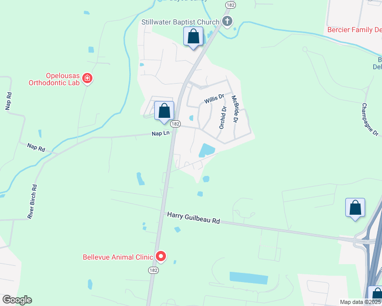 map of restaurants, bars, coffee shops, grocery stores, and more near 3056 Ivory Drive in Opelousas