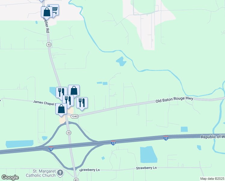 map of restaurants, bars, coffee shops, grocery stores, and more near 28644 Bea's Nursery Road in Hammond