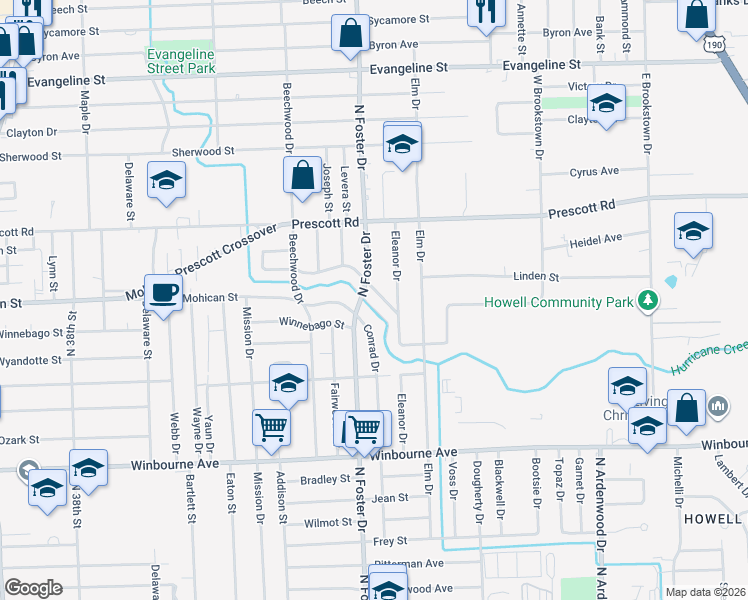 map of restaurants, bars, coffee shops, grocery stores, and more near 5138 Linden Street in Baton Rouge