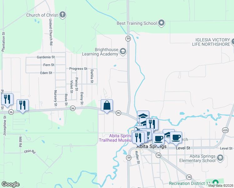 map of restaurants, bars, coffee shops, grocery stores, and more near 72401 Louisiana 59 in Abita Springs