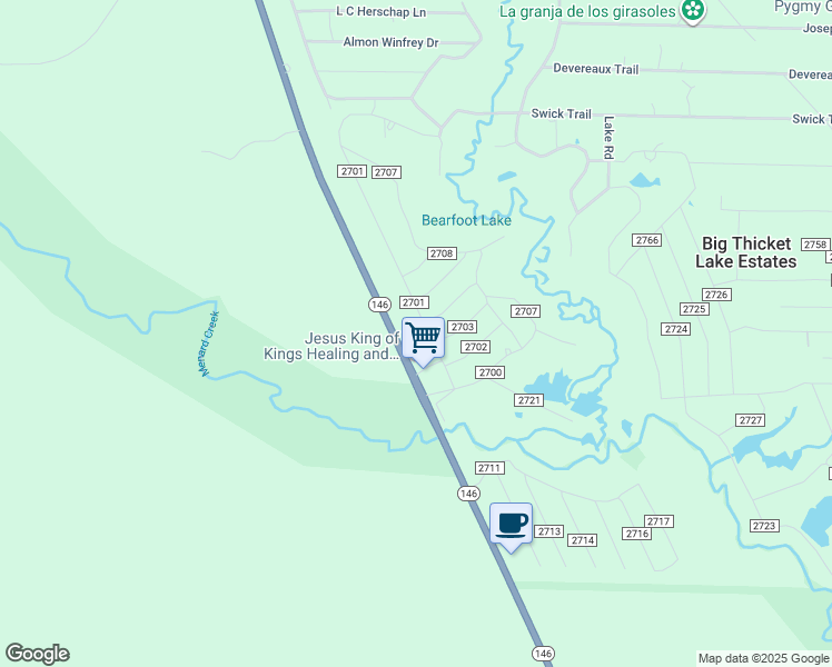 map of restaurants, bars, coffee shops, grocery stores, and more near 175 County Road 2701 in Cleveland