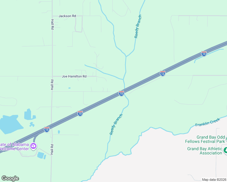 map of restaurants, bars, coffee shops, grocery stores, and more near Interstate 10 in Grand Bay