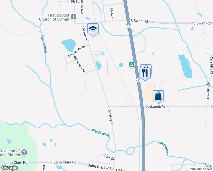 map of restaurants, bars, coffee shops, grocery stores, and more near 13470 Old Highway 49 in Gulfport