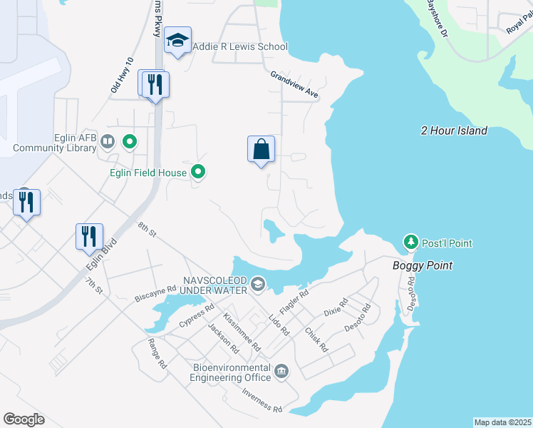 map of restaurants, bars, coffee shops, grocery stores, and more near 104 Aucilla Cove in Valparaiso