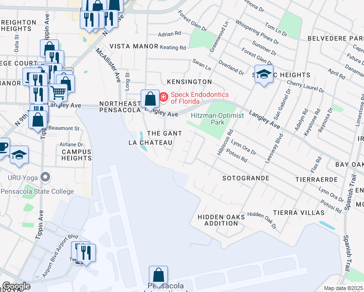 map of restaurants, bars, coffee shops, grocery stores, and more near 3520 Soto Grande Place in Pensacola