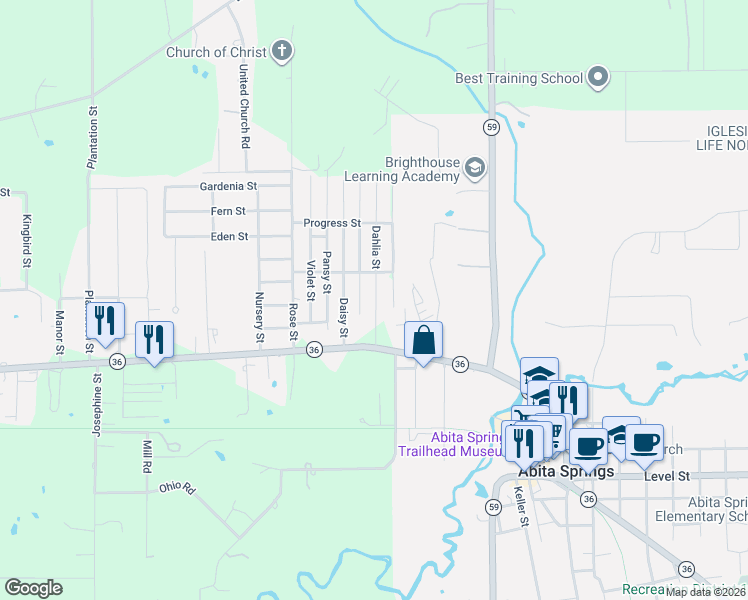map of restaurants, bars, coffee shops, grocery stores, and more near 73267 Jasmine Street in Covington