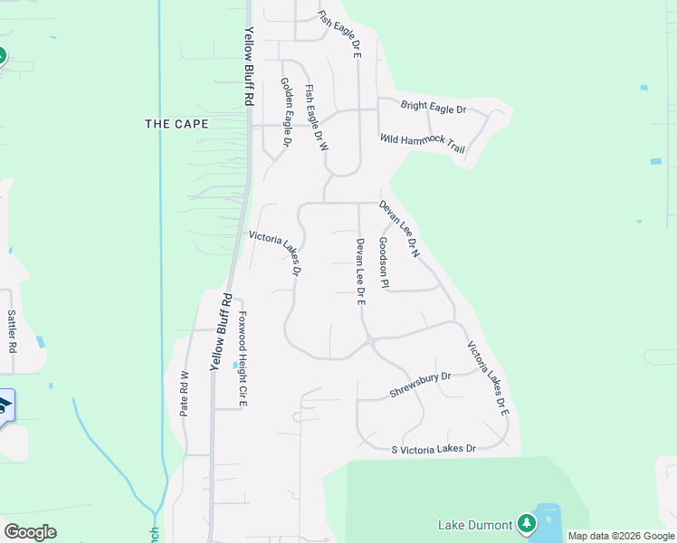map of restaurants, bars, coffee shops, grocery stores, and more near 3367 Fishponds Court in Jacksonville