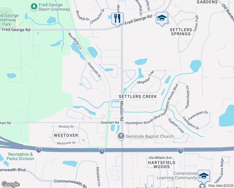map of restaurants, bars, coffee shops, grocery stores, and more near 4011 Cayuga Court in Tallahassee