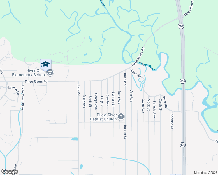 map of restaurants, bars, coffee shops, grocery stores, and more near 13477-13527 Dee Ave in Gulfport