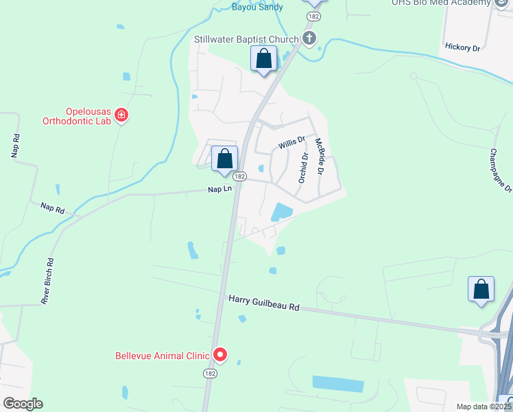 map of restaurants, bars, coffee shops, grocery stores, and more near 3056 Ivory Drive in Opelousas