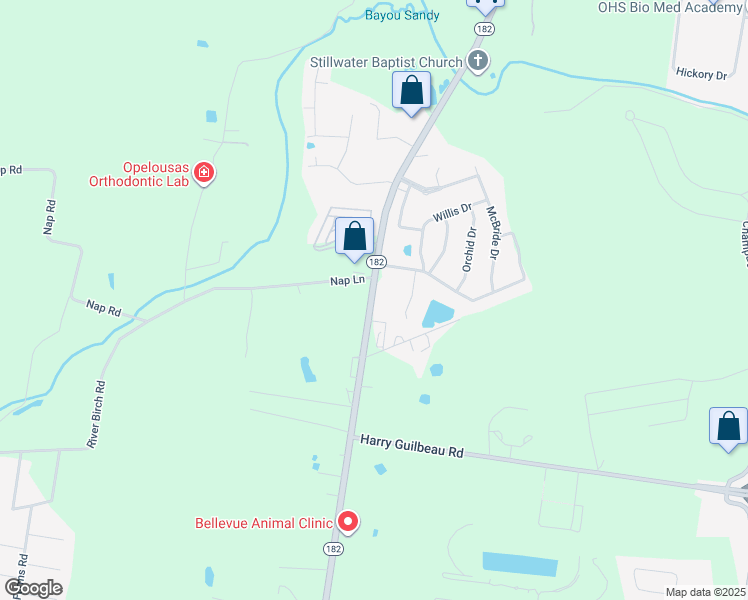 map of restaurants, bars, coffee shops, grocery stores, and more near 5632 Louisiana 182 in Opelousas