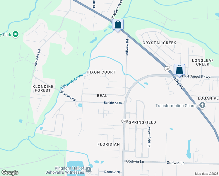 map of restaurants, bars, coffee shops, grocery stores, and more near 5040 Huntsville Ave in Pensacola