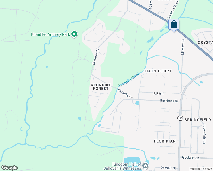 map of restaurants, bars, coffee shops, grocery stores, and more near 6660 Klondike Road in Pensacola