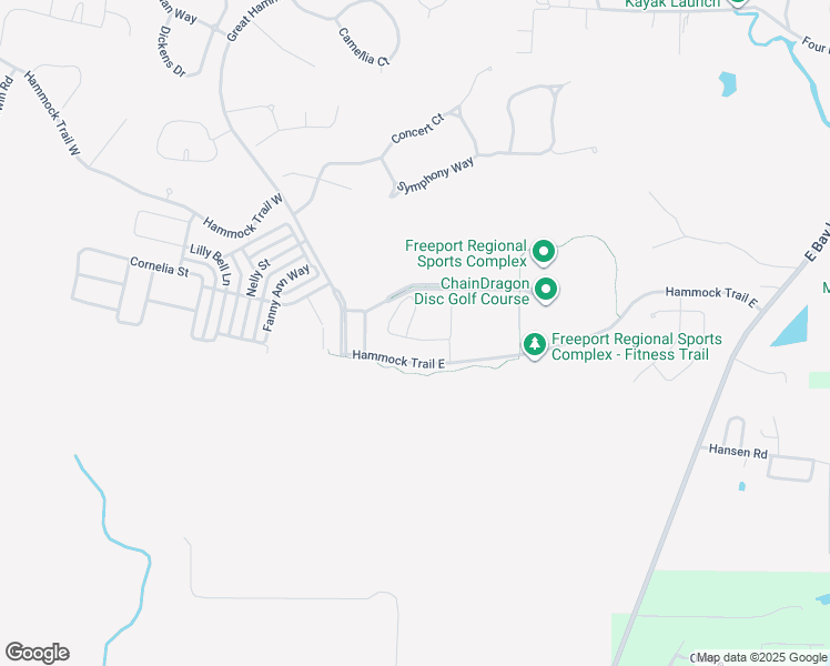 map of restaurants, bars, coffee shops, grocery stores, and more near 205 Hammock Trail East in Freeport