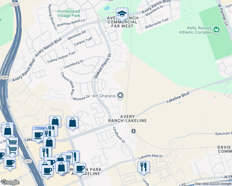 map of restaurants, bars, coffee shops, grocery stores, and more near 13817 Wiregrass Way in Austin