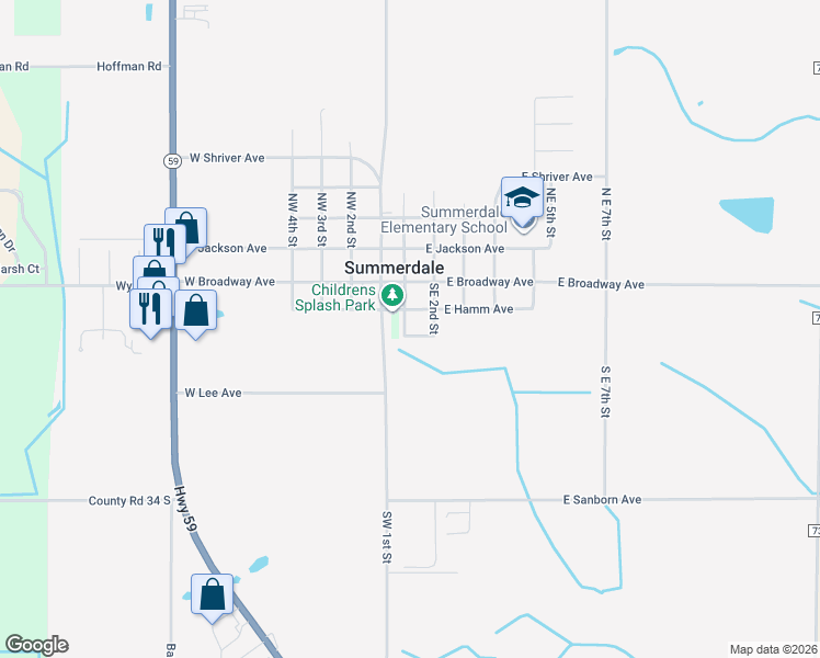 map of restaurants, bars, coffee shops, grocery stores, and more near 207 Southeast 1st Street in Summerdale