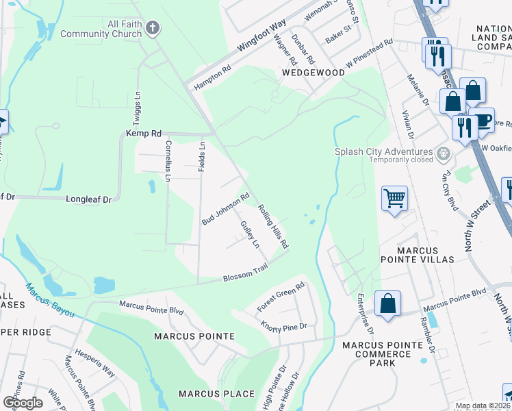 map of restaurants, bars, coffee shops, grocery stores, and more near 6791 Rolling Hills Road in Pensacola