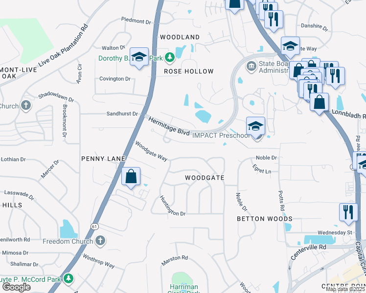 map of restaurants, bars, coffee shops, grocery stores, and more near 1413 Constitution Place East in Tallahassee