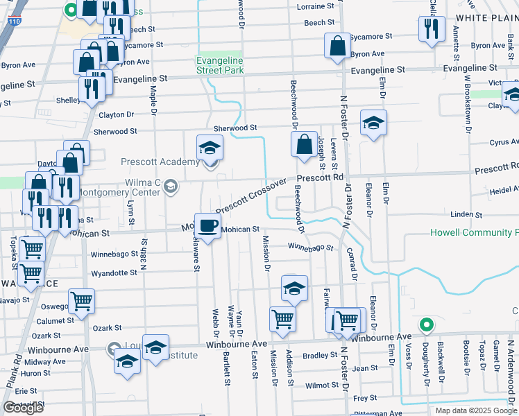 map of restaurants, bars, coffee shops, grocery stores, and more near 933 West Tams Drive in Baton Rouge