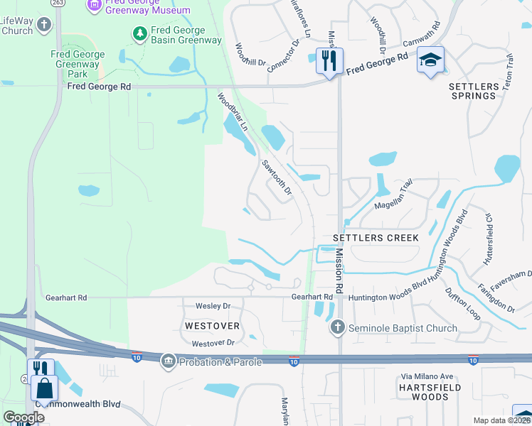 map of restaurants, bars, coffee shops, grocery stores, and more near 3316 Golden Rain Drive in Tallahassee