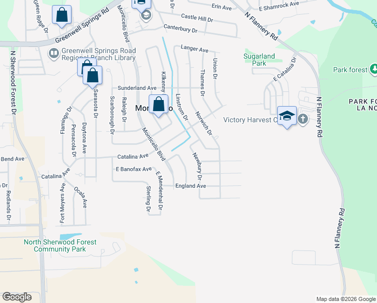 map of restaurants, bars, coffee shops, grocery stores, and more near 3923 Newbury Drive in Baton Rouge