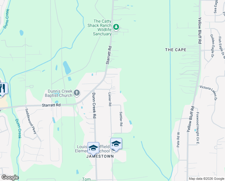 map of restaurants, bars, coffee shops, grocery stores, and more near 13763 Lanier Road in Jacksonville